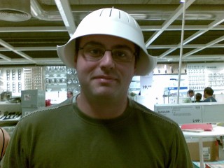 at ikea, trying some hats :)