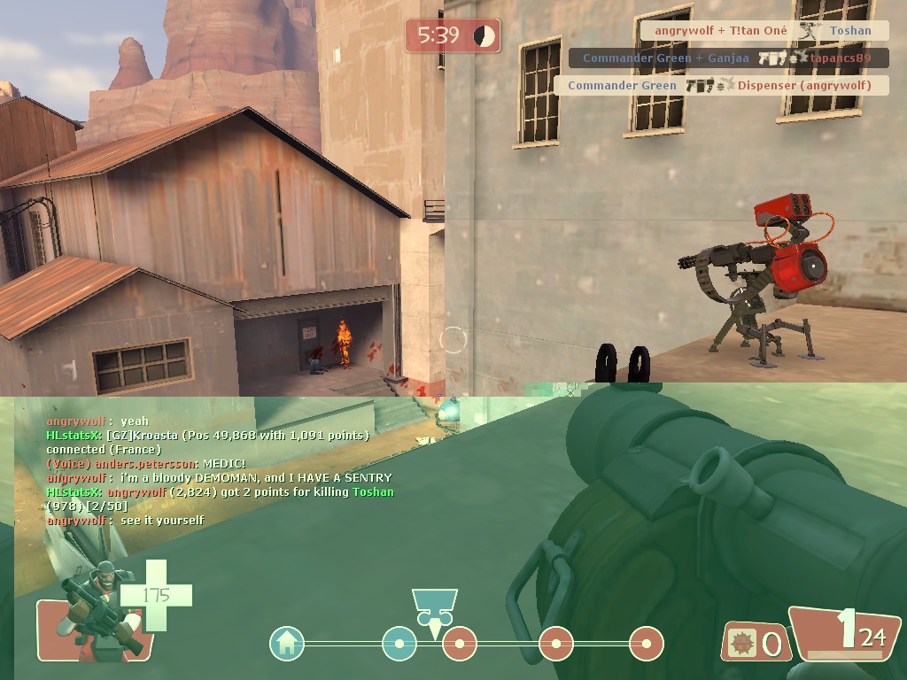 See the weapon in my hand and the sentry next to me?